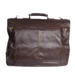 Vintage Leather Travel Garment Bag With Two Front Zipper Pockets