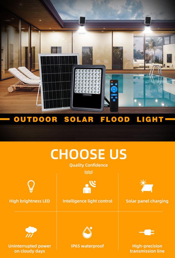 300w Outdoor Ip65 Solar Powered Flood Lights With Timer 2835 Smd Chips 0