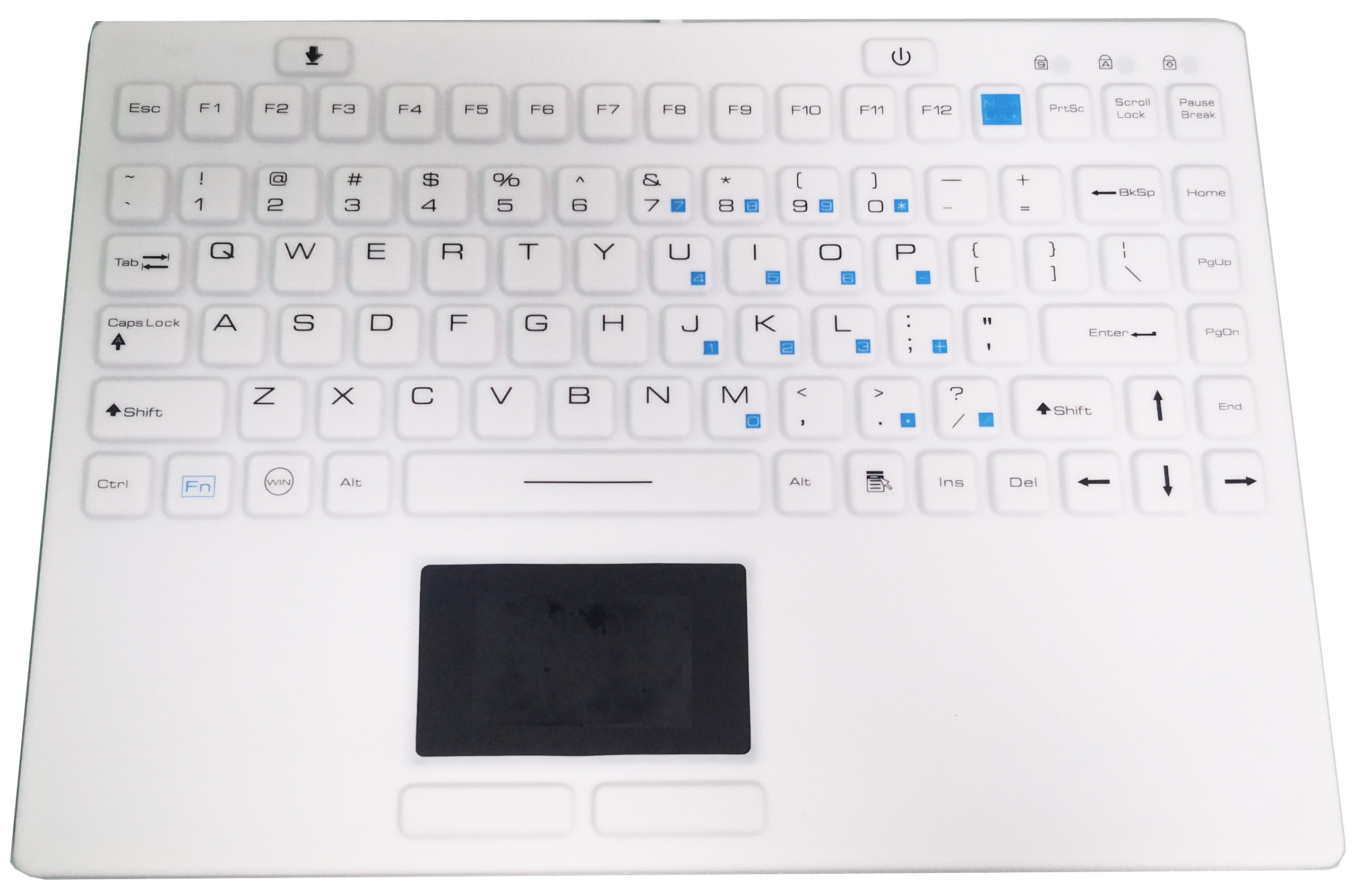 IP68 Washable Cleanable Infectable Antimicrobial Medical Industrial Silicone Keyboard With Touchpad