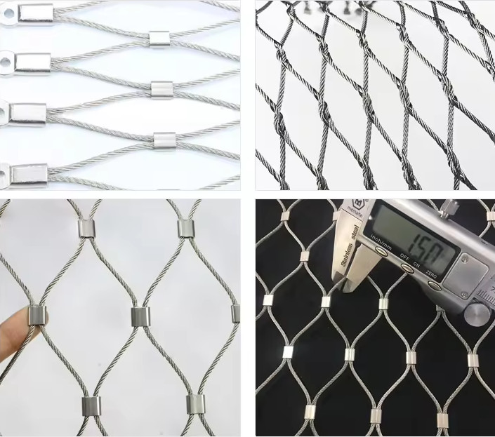AISI SS316 Ferrule Diamond Stainless Steel Wire Rope Mesh Netting For Balustrade