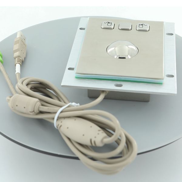Waterproof 304 Stainless Steel Pointing Device Industrial Mechanical Trackball Mouse 83x110mm