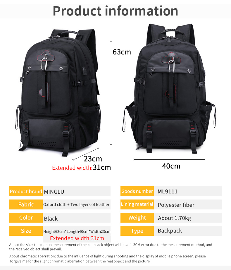 Multifunctional Super Large Backpack 80 Litre Travel Backpack Fashionable
