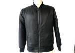 Warm Black Mens Polyester Bomber Jacket With Zip Pocket On Sleeve TWS15781