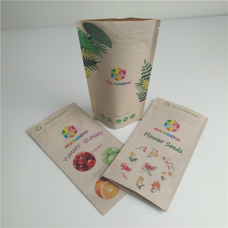 Food Kraft Compostable Heat Seal Bags Eco Friendly Digital Printing Custom Logo Packaging