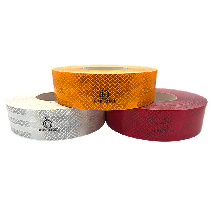 White Yellow Red ECE 104 R ECE-104 Hi Vis Adhesive Micro Prismatic Reflective Truck Vehicle Warning Tape Safety Marking
