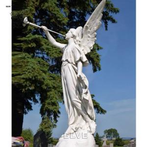 Wholesale Trumpeting Angel Statue Garden Marble Sculpture Life Size Handcarved Cemetery Decoration Large Outdoor from china suppliers
