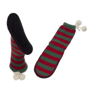Wholesale Indoor Spa Aloe Infused Socks , Red Green Stripes Cosy Slipper Socks from china suppliers