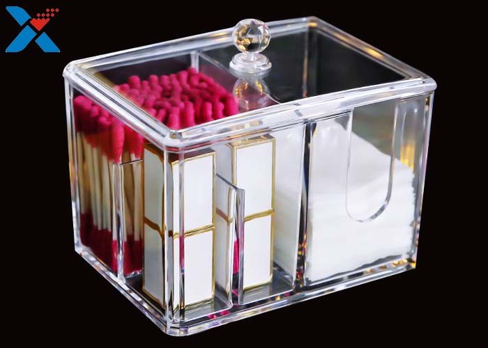 Transparent Square Acrylic Box , Acrylic Cotton Box Lipstick Display Stand