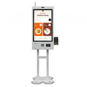China Self Ordering Ticket Dispensing Machine Barcode Scanner Kfc Self Service Kiosk on sale