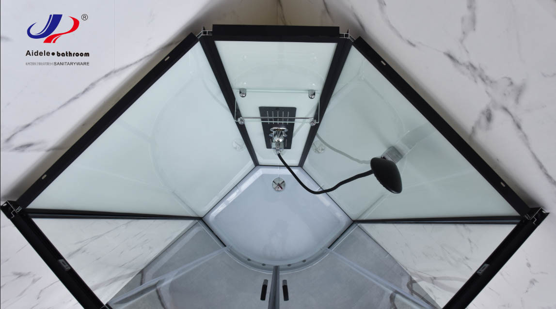 Modern Design Shower Room With Matt Black Frame And 4/5mm Tempered Glass With Glass Roof