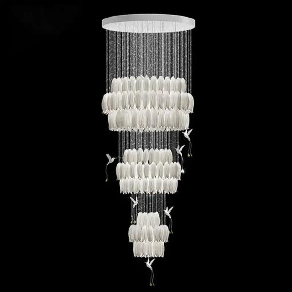 Ceramic Flower Bud Chandelier High Ceilings Chandeliers With Exquisite Ceramic