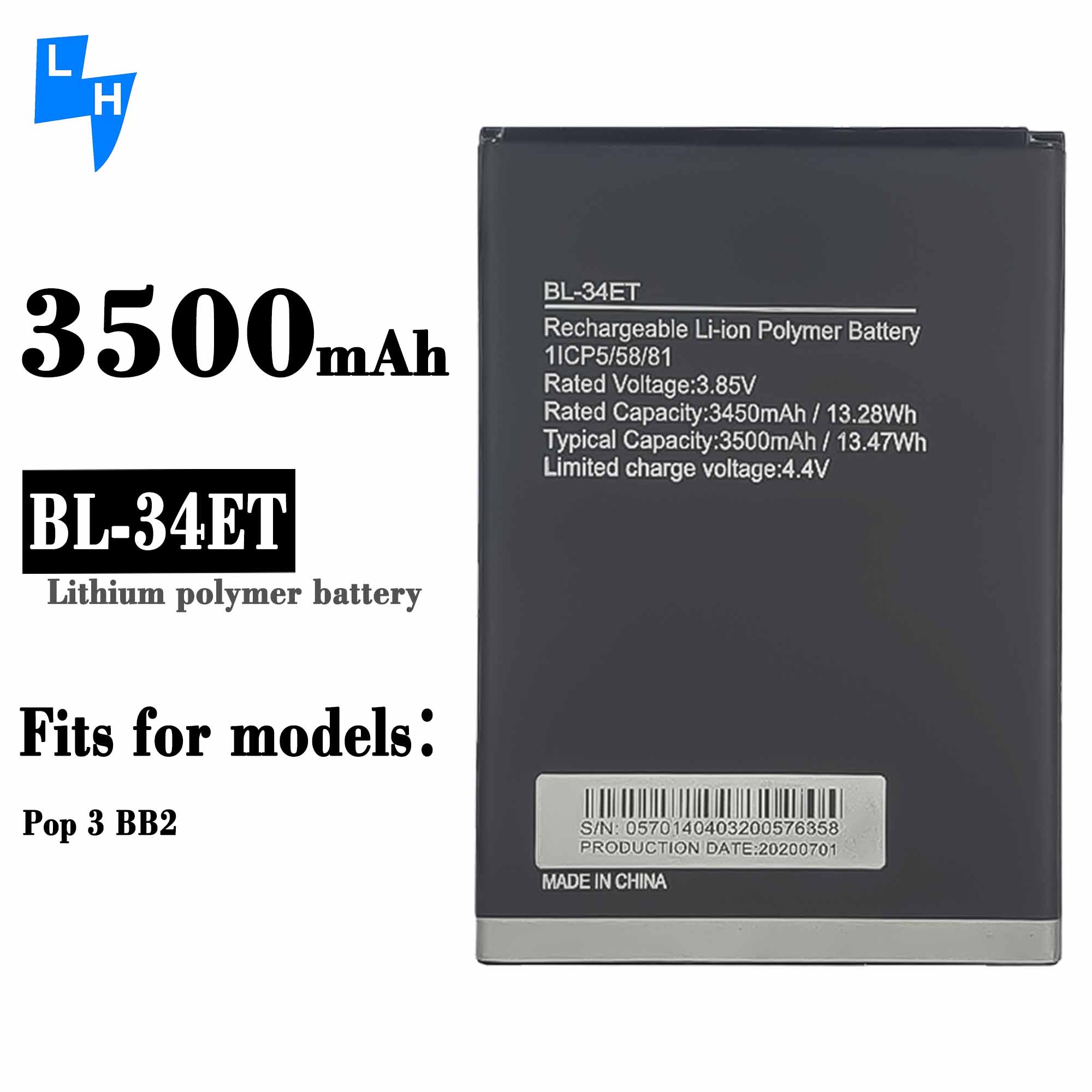 Tecno POP 3 BB2 Mobile Phone BL-34ET Original Li-ion Polyer Rechargeable Battery