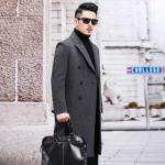 Sustainable and Grade Men's Double-Sided Cashmere Coat for Winter Business