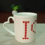 I Love You heat sensitive color changing mugs heart shape handle