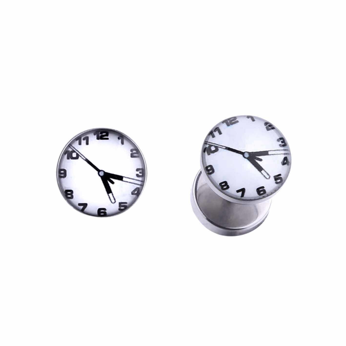 Wholesale Stainless Steel Clock Logo Fake Ear Piercing,Cheater Ear Piercing,Cheater Plugs