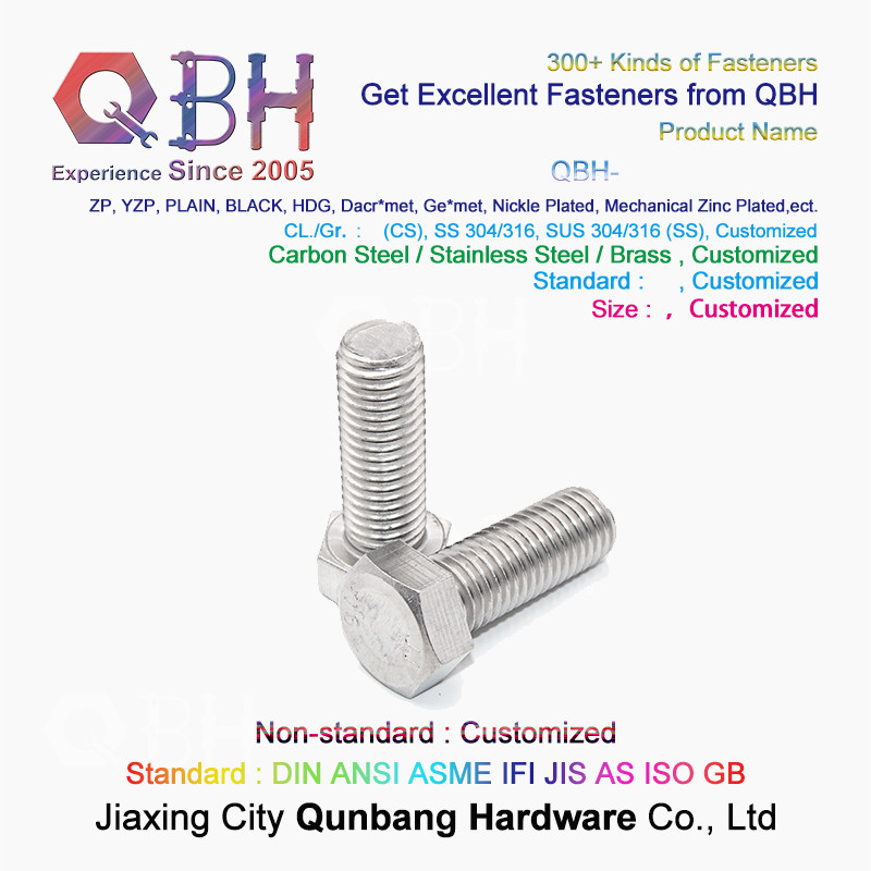 304 M2-M20 Steel Hex Bolt Plain Surface Treatment