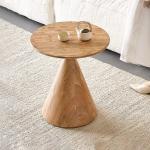Oak Veneer End Table Natural Wood Top Solid Wood Legs Side Table For Living Room