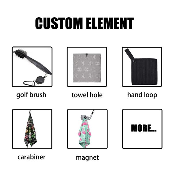 Light Weight Quick Drying Microfiber Waffle Pattern Tri-fold Golf Towel With Hook And Clip Easy To Carry Custom Golf Towel