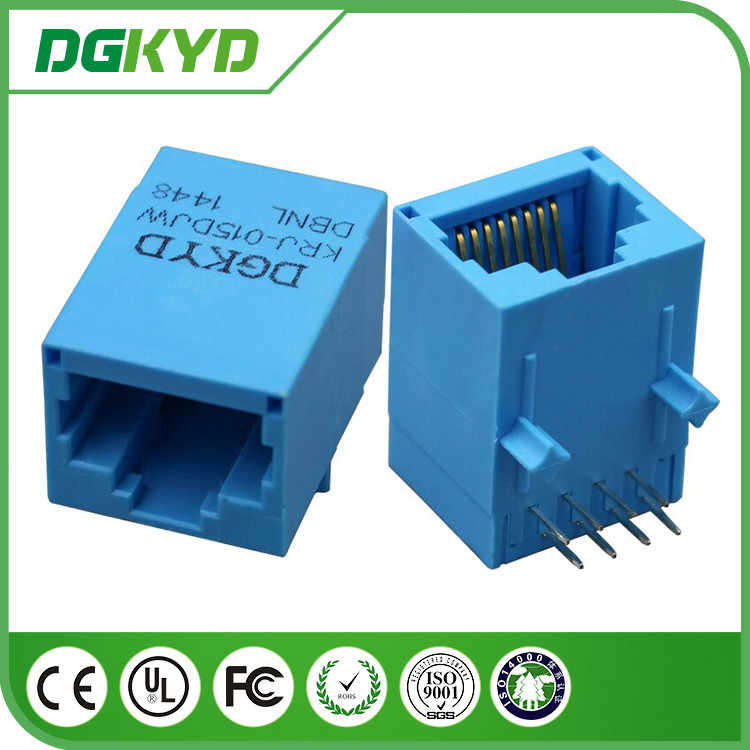 High performance Blue housing RJ45 lan jack with transformer , KRJ -015DJWDBNL
