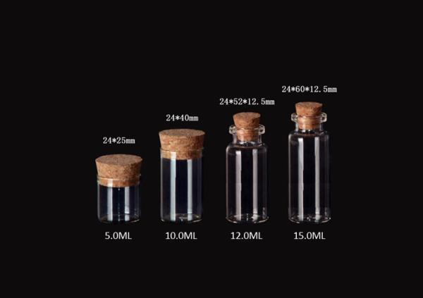 24mm 2017 Wholesale Glass Jars Bottles with Cork Lid, Glass Bottles for Storage,