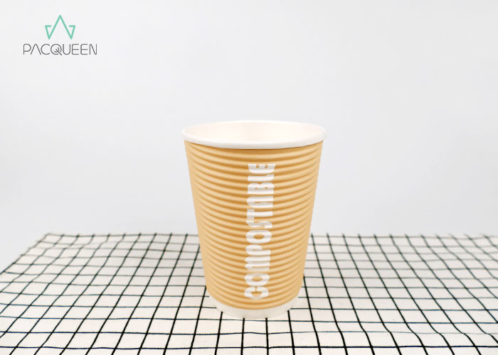 Hot Chocolate / Coffee Take Out Cup , Ripple Wall Paper Cup For Hot Drinks