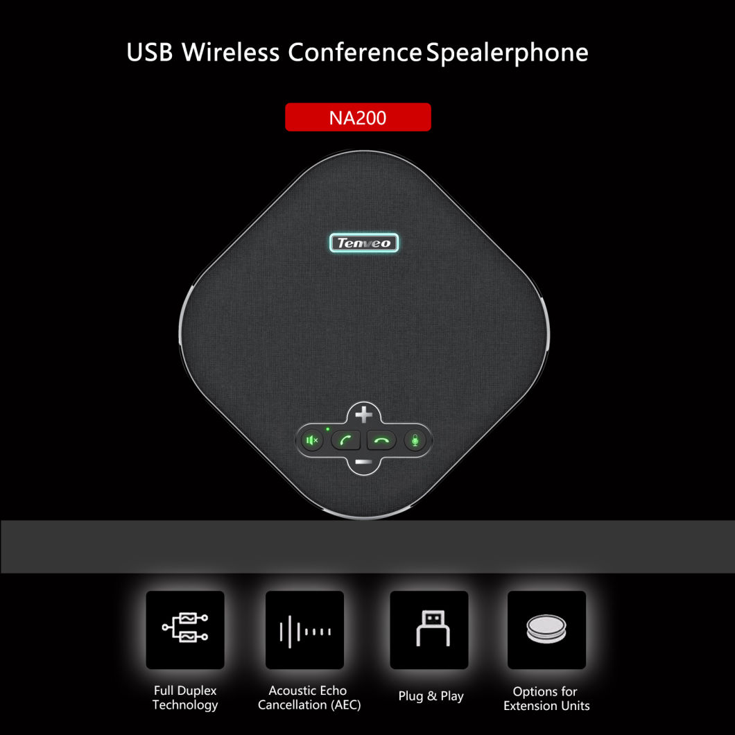 Bluetooth Mobile Conference Phone, Portable USB Speakerphone for Conferencing