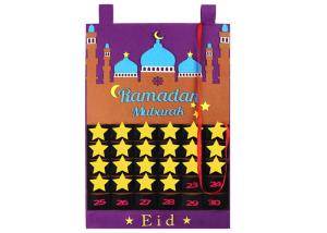 Wholesale Ramadan Advent Felt Calendar Eid Mubarak Hanging Countdown Calendar 20*14'' from china suppliers