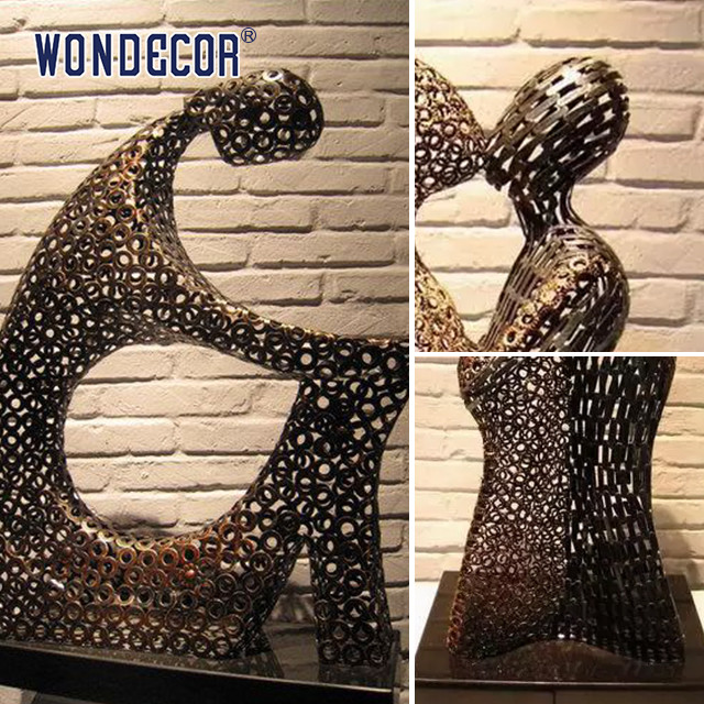 Metal art decoration abstract hollow female stainless steel sculpture