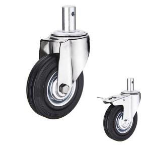 Wholesale Soft 5&quot; Rubber Casters Black Wheel Swivel Stem 176lbs Capacity from china suppliers