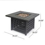 Garden Patio Outdoor Gas Square Fire Pit Black Ceramic Tabletop CSA