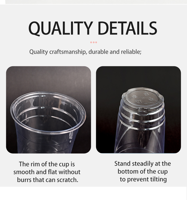 Custom Disposable PET Plastic Cups 96 Caliber 260ml 370ml 410ml 480ml Juice Drink Bubble Tea Cups