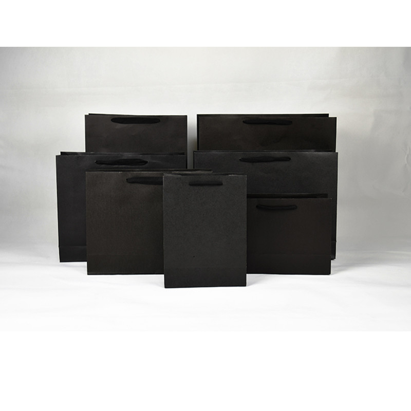 Customizable Luxury Shopping Paper Bag Black Shopping Bag With Handle