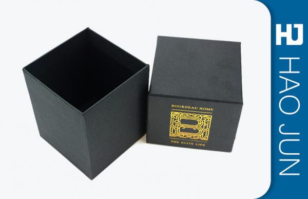 Quality Matt Black Promotional Cosmetic Paper Boxes With Golden Hot Stamping for sale