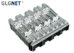 Wholesale 4 Ports Ganged SFP+ Shield Cage Connector 1x4 with Light Pipe and EMI Gasket from china suppliers