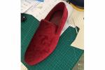 Embroidery Noble Slip On Loafer Mens Velvet Smoking Slippers Plain Colour Skull