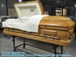 Caskets Cambridge Mahogany Funeral Casket With Almond Velvet Interior - Solid