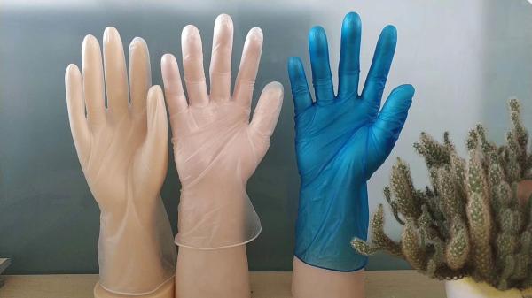 White Blue Clear Disposable Vinyl Exam Gloves , Hospital Use Disposable Medical