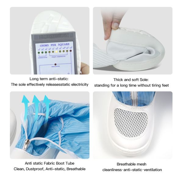 Unisex ESD Cleanroom Shoes Anti-Static PVC Work Boots H-3518