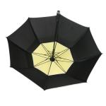 60 Inch Black Yellow Fiberglass Automatic Folding Umbrella With Wind Vents Large
