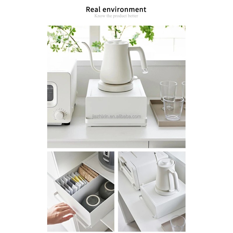 Japanese Desktop Storage Box Pull-out Coffee Machine Base Kettle Kitchen Cup Storage bar Tea Bag Rack