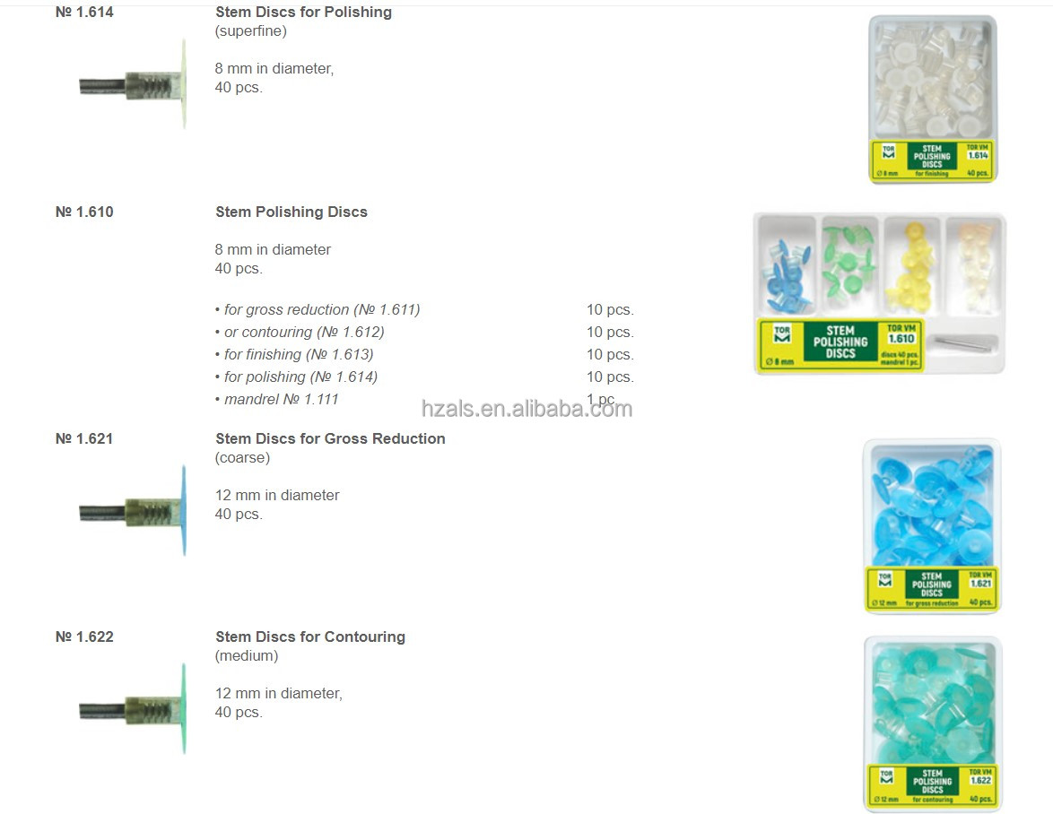 Manual 40PCS 8mm 1.610 Dental Stem Polishing Discs Mandrel for TOR VM Hot Dental Restorative Materials Products Supply