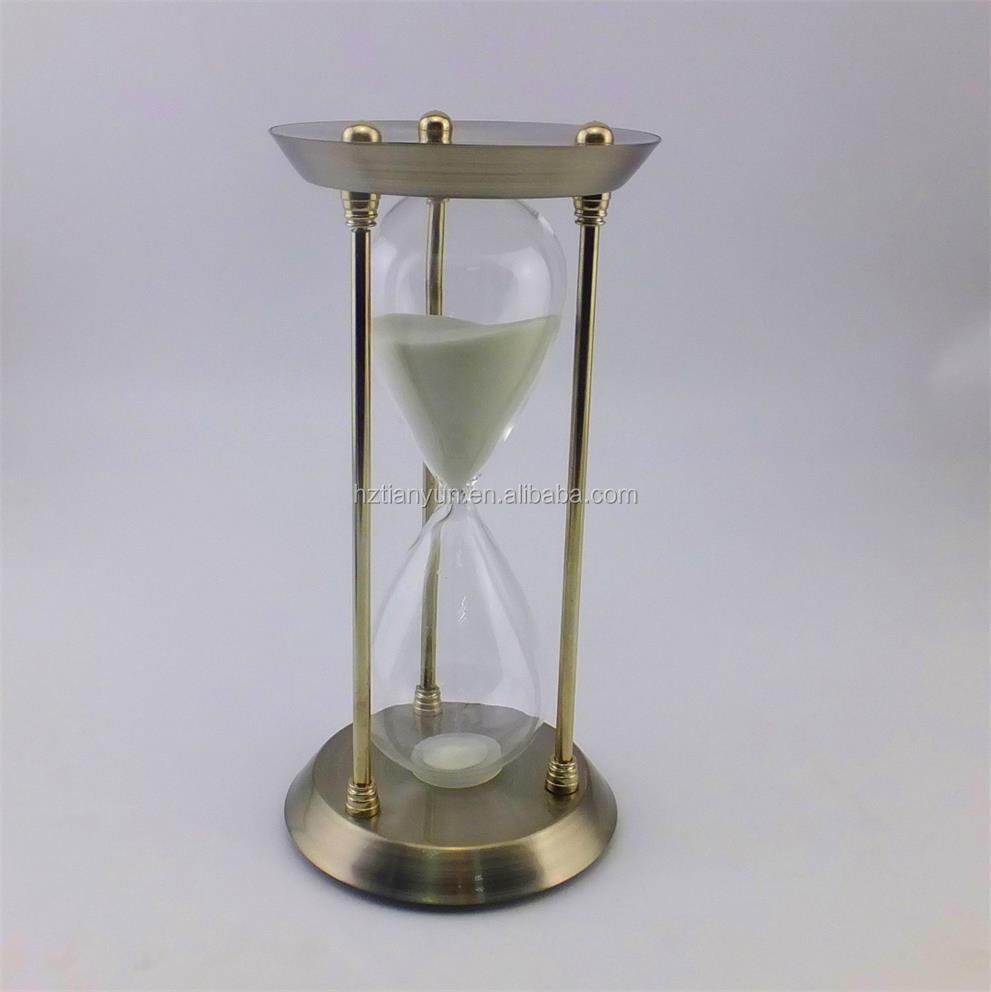 Antique Copper Metal Sand Timer Hourglass 3min 5min 30min For Gift