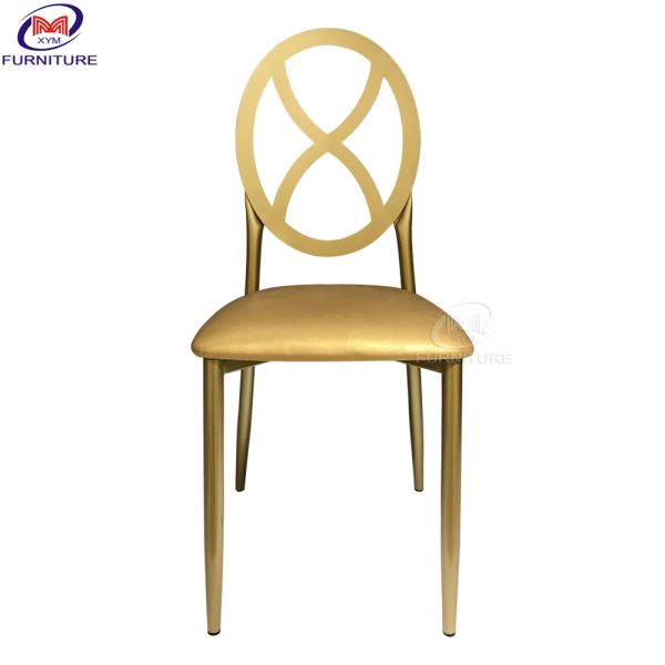 Customized Metal Wedding Restaurant Dining Chairs Cross Round Back Iron Variety Bamboo