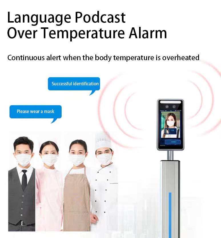Ai-F801b-4g 8" Infrared Thermometer Gate For Body Temperature Measurement & Face Recognition
