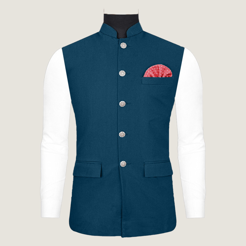 Customized Modern Fit Mens Mandarin Collar Waistcoat For Special Occasion 100% Premium Cotton