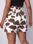 Classic Fashion Casual Pants Skinny Printed Short Jeans Milk Cow Print