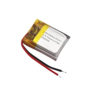 Wholesale Thin IoT Battery Pack Rechargeable Custom 3.7 V 75mAh LiPo Battery 651417 from china suppliers
