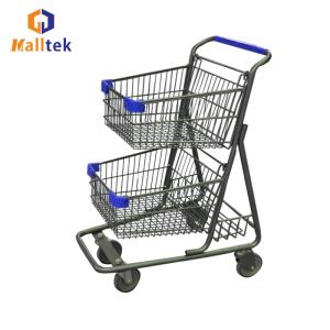 Wholesale 100KGS Load Metal Supermarket Shopping Trolley With 3 Basket from china suppliers