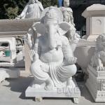 Lord Ganesh Statues Marble Sculpture Life Size Hindu God Garden Statue White