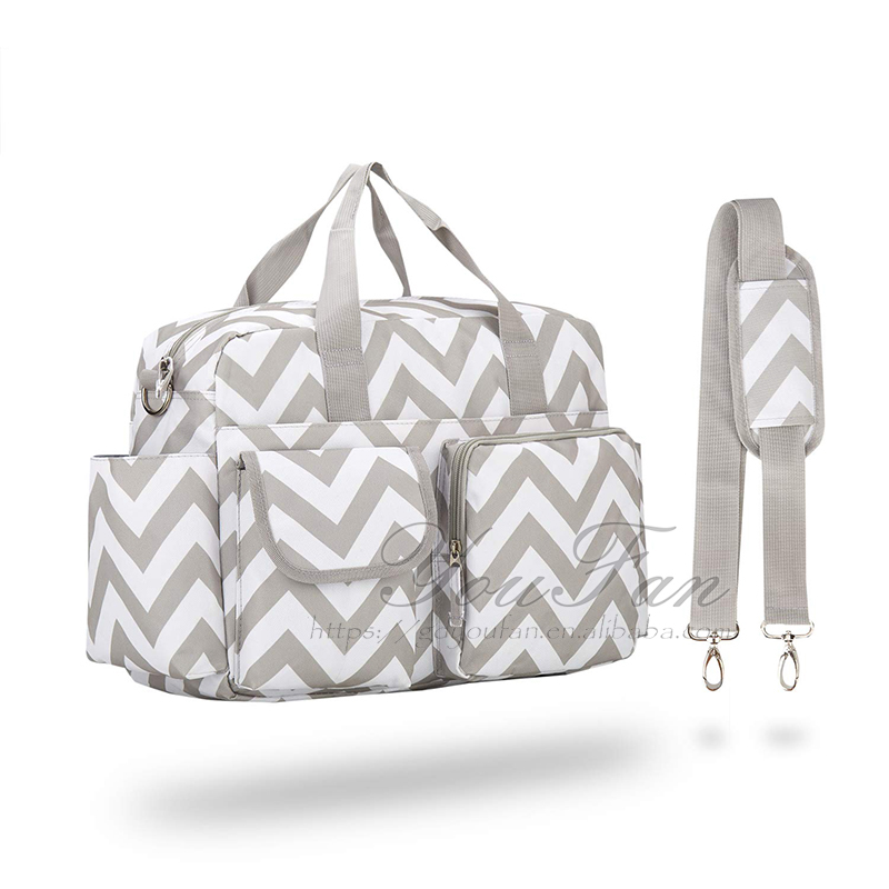 Waterproof Diaper Shoulder Bag Travel Stripe Diaper Handbag